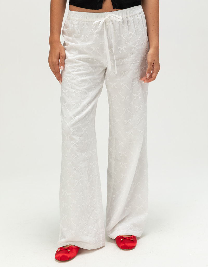 FULL TILT Embroidered Bow Womens Pull On Pants image number 1