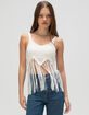 WEST OF MELROSE Crochet Fringe Womens Sweater Tank Top image number 1