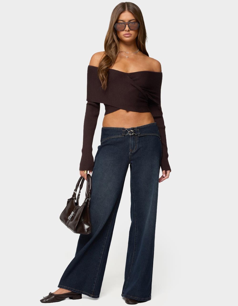 EDIKTED Paulina Off Shoulder Wrap Sweater image number 4