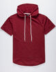 ELWOOD Curved Hem Mens Burgundy Short Sleeve Hoodie image number 1