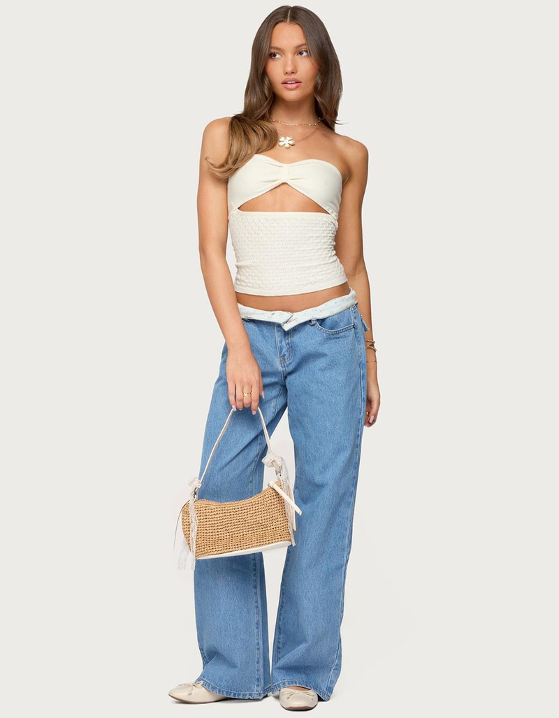 EDIKTED Textured Knit Strapless Cutout Top image number 4