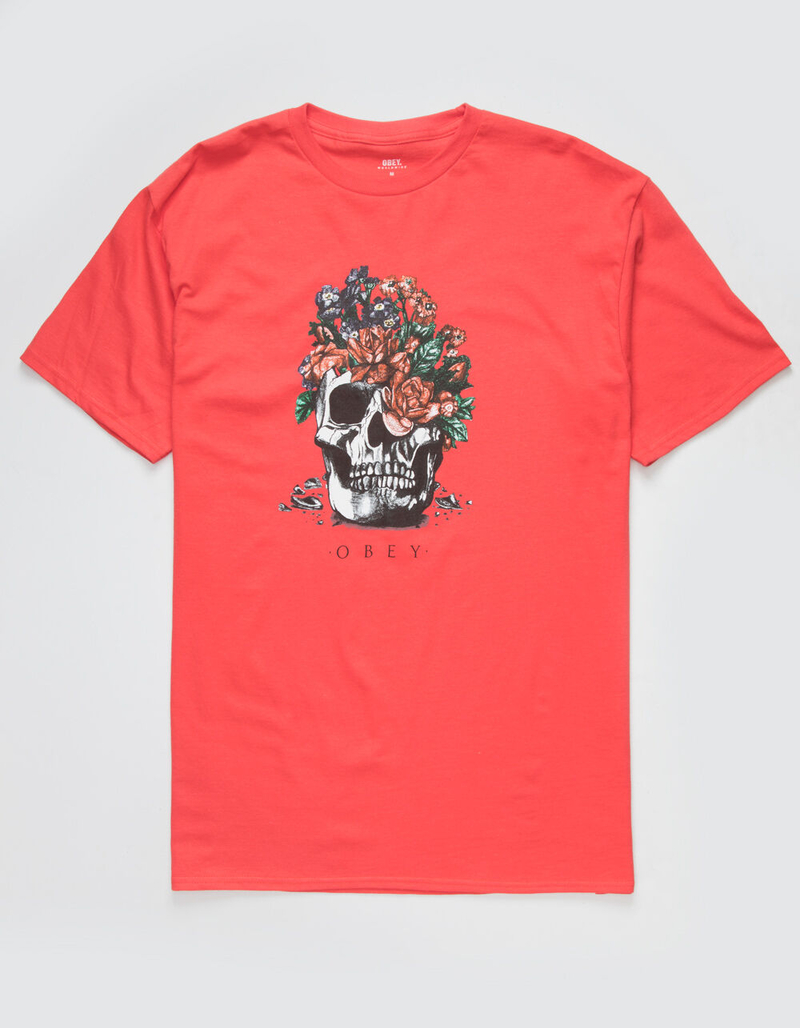 OBEY Flower Skull Mens T-Shirt image number 0