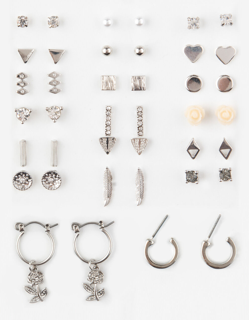 FULL TILT 20 Pair Heart & Rose Earring Set image number 0