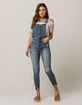 SKY AND SPARROW Skinny Button Front Womens Ripped Overalls image number 1