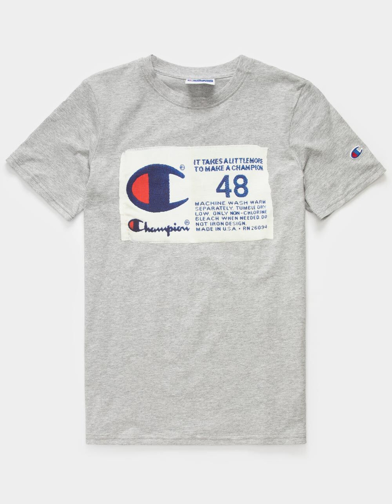 CHAMPION Photoreal Jock Tag Boys Gray T-Shirt image number 0