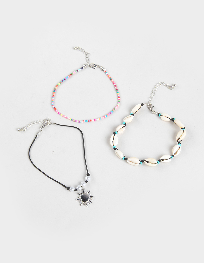 FULL TILT 3 Pack Shell/Sun/Beaded Anklets image number 1