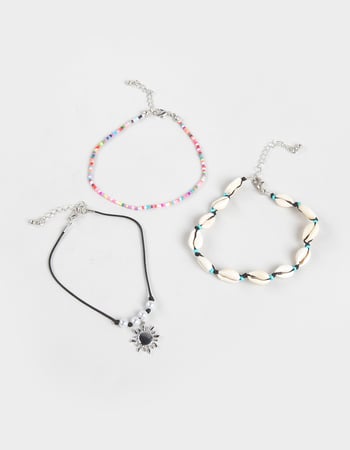 FULL TILT 3 Pack Shell/Sun/Beaded Anklets Alternative Image