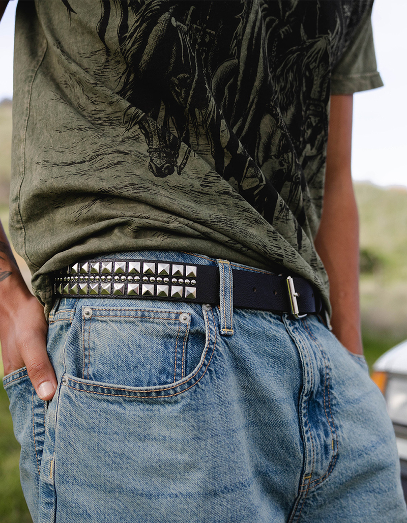 Mini Metal Pyramid Mens Belt image number 1