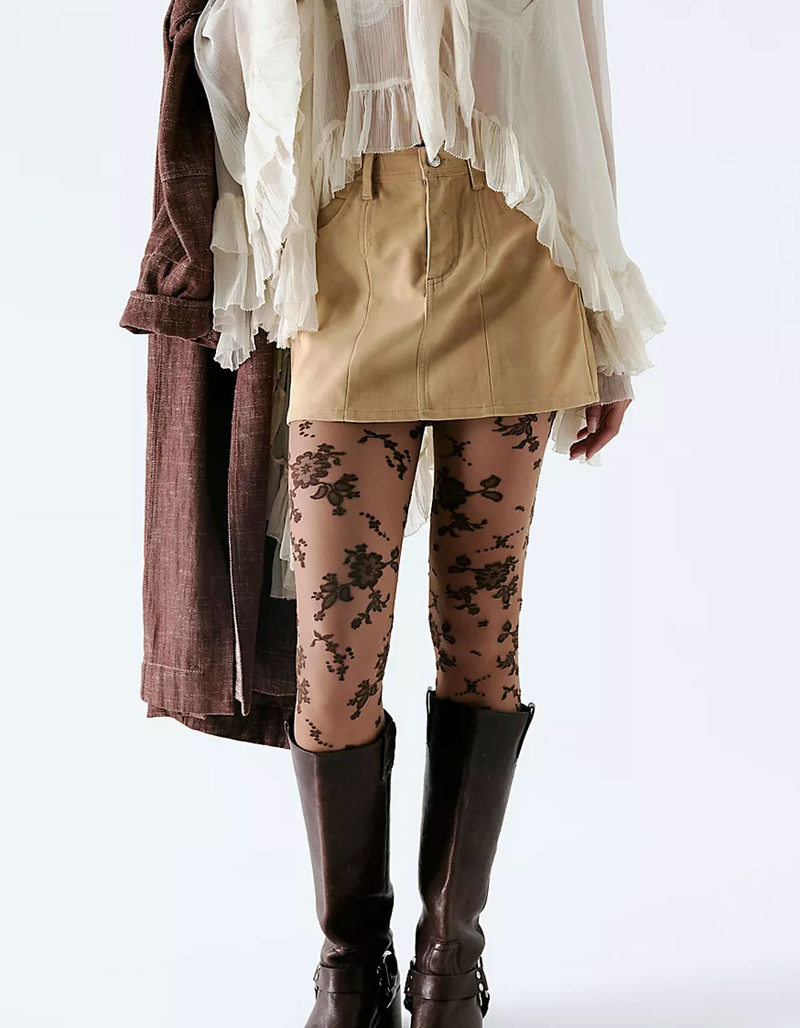 FREE PEOPLE Flocked Floral Womens Tights image number 2