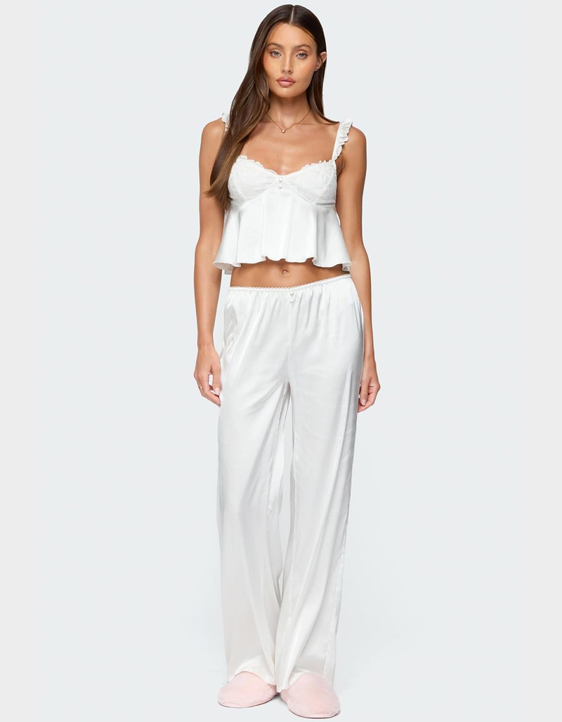 EDIKTED Izabella Lacey Satin Effect Ruffle Top image number 1