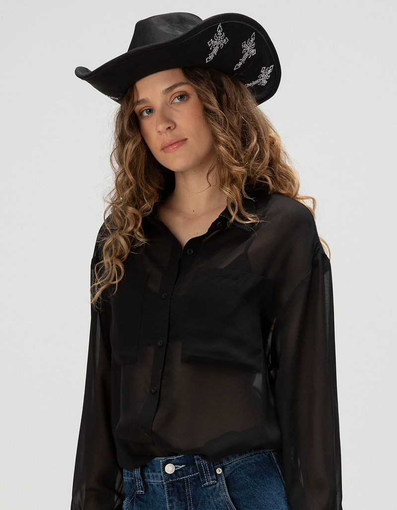 Rhinestone Cross Womens Cowboy Hat image number 1