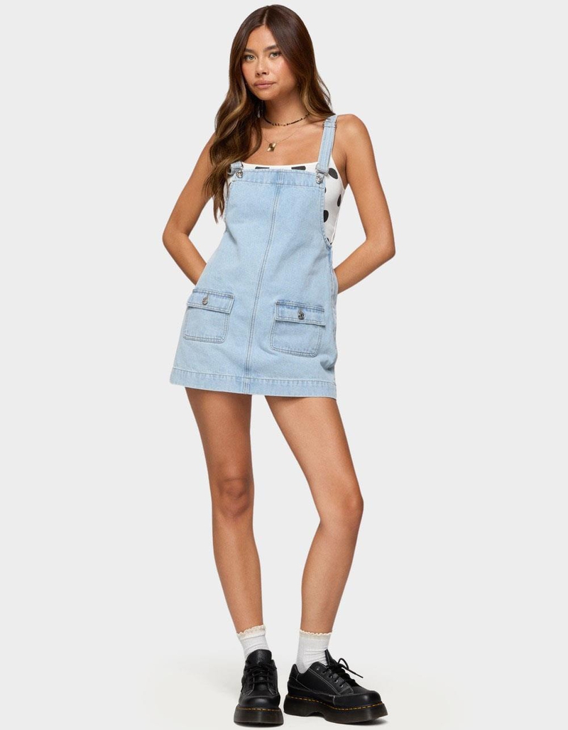 EDIKTED Overall Denim Mini Dress image number 3