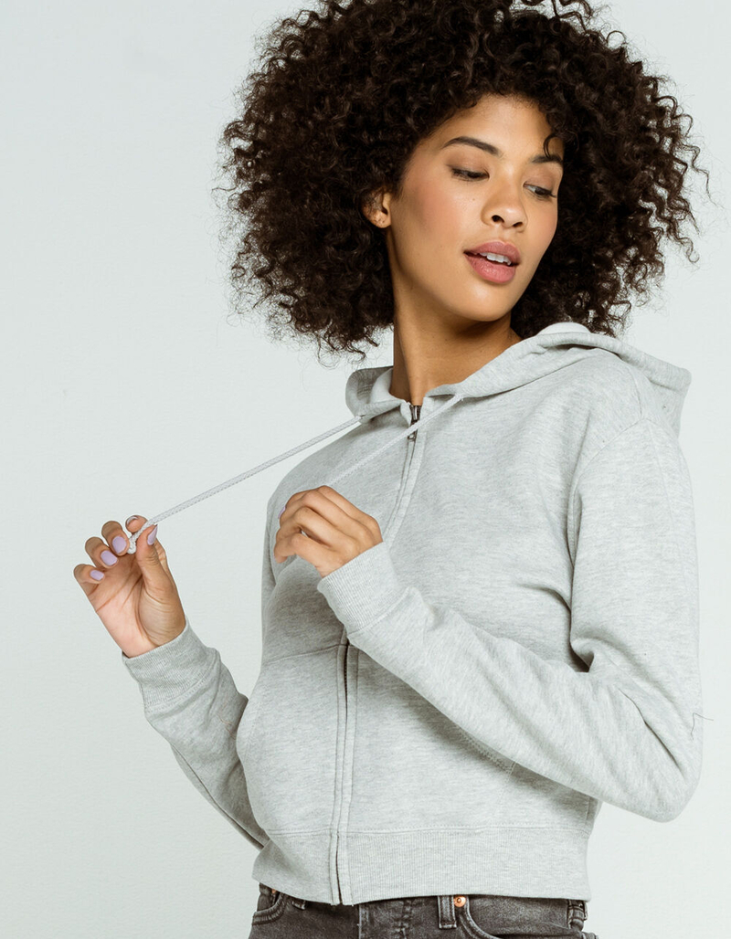 FULL TILT Essential Womens Crop Zip Hoodie image number 3