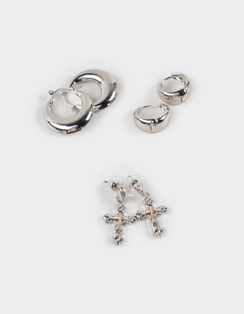 FULL TILT 3 Pack Hoop Cross Earrings Primary Image