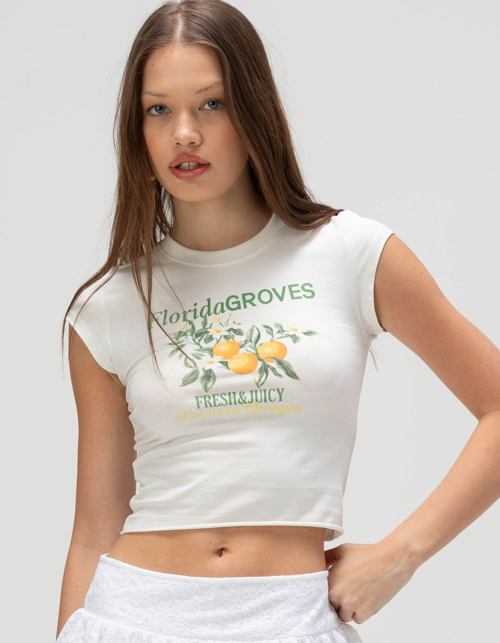 洋楽 Fros't RSQ Womens Florida Oranges Baby Tee - WHITE - XXL | Tillys