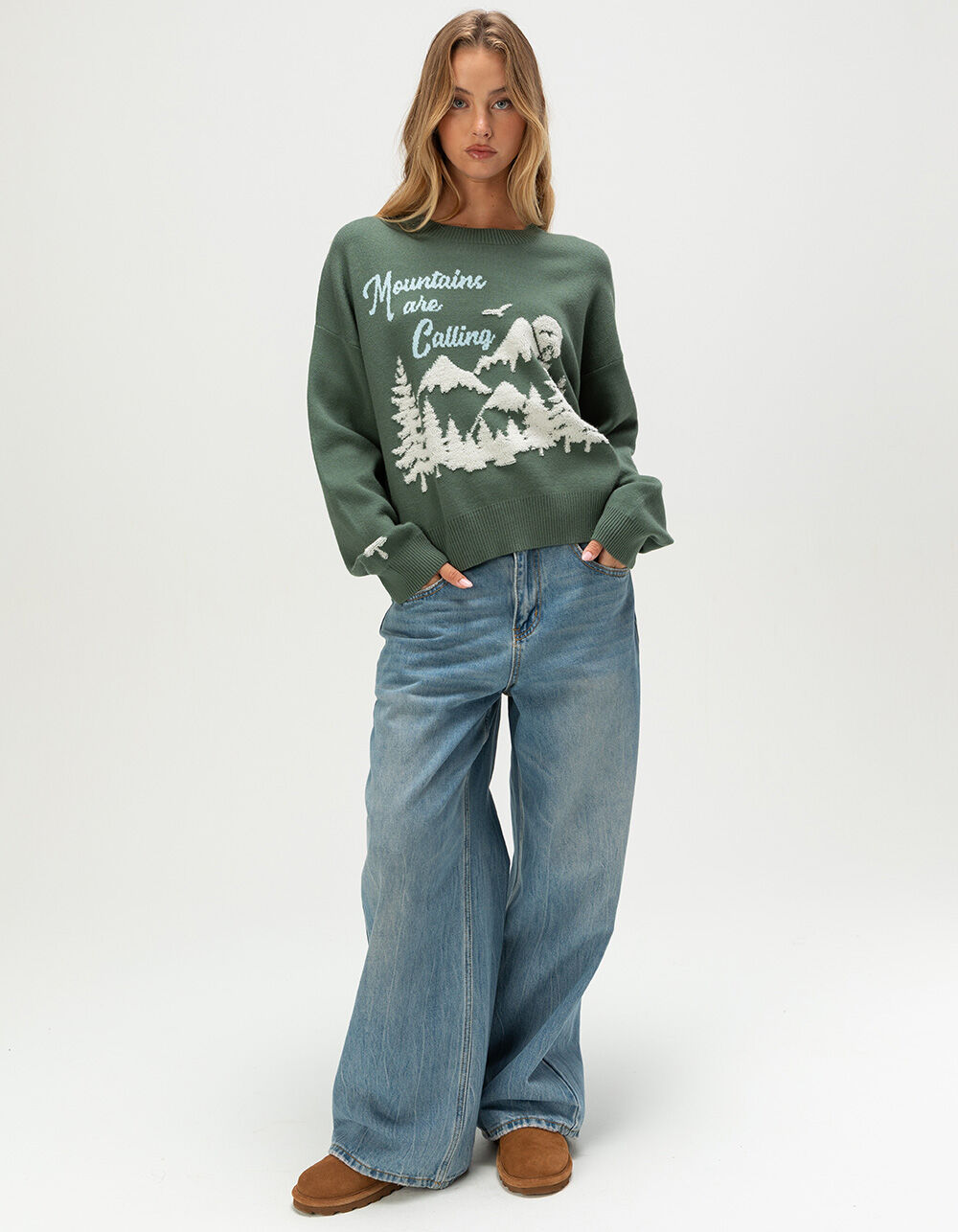 RSQ Womens Mountain Sweater - GREEN | Tillys