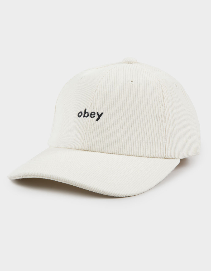 OBEY Lowercase 6 Panel Corduroy Strapback Hat image number 0