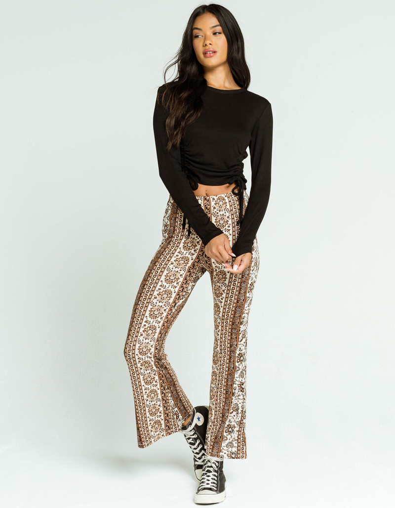 SKY AND SPARROW Double Cinch Front Womens Black Tee image number 3