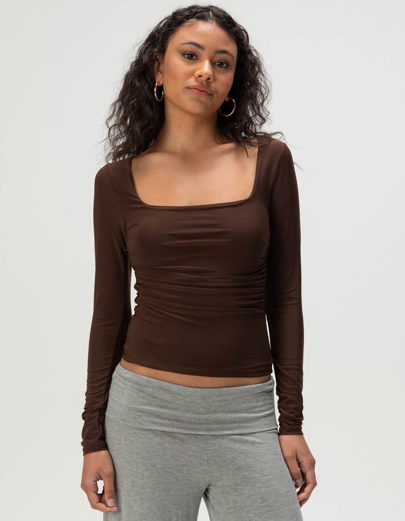TILLYS Square Neck Cinch Womens Long Sleeve Top image number 0