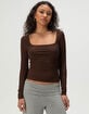 TILLYS Square Neck Cinch Womens Long Sleeve Top image number 1