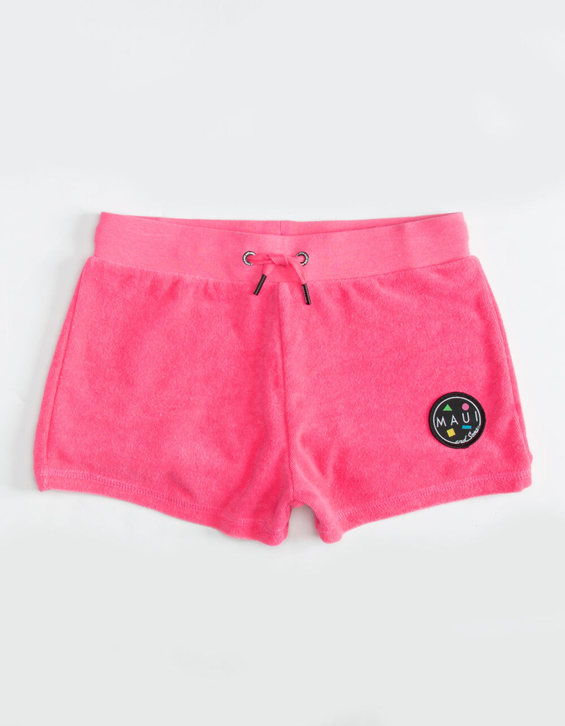 MAUI AND SONS Solid French Terry Girls Pink Shorts image number 0