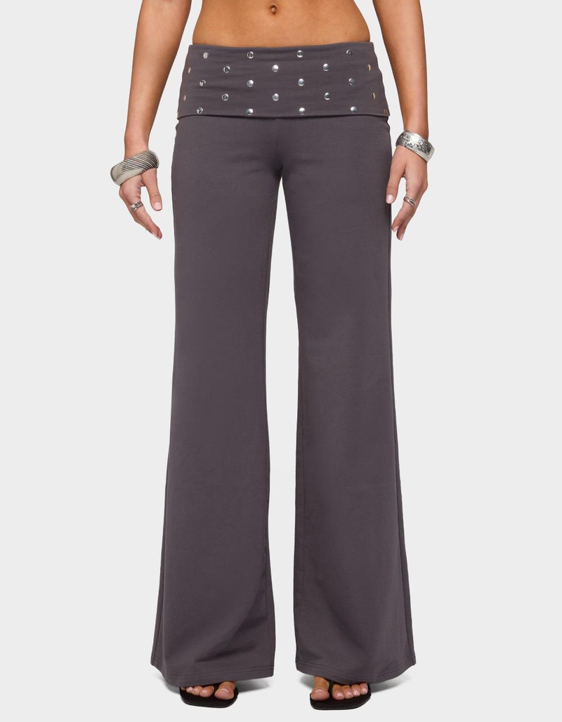 EDIKTED Breanna Studded Foldover Wide Leg Pants image number 0