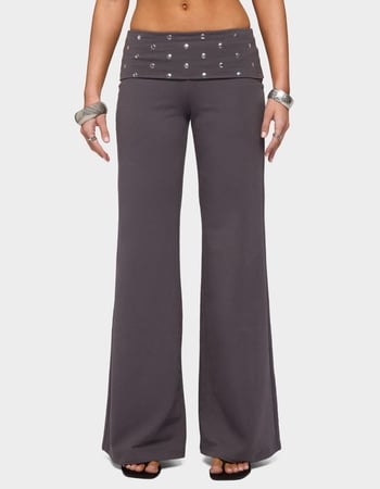 EDIKTED Breanna Studded Foldover Wide Leg Pants Primary Image