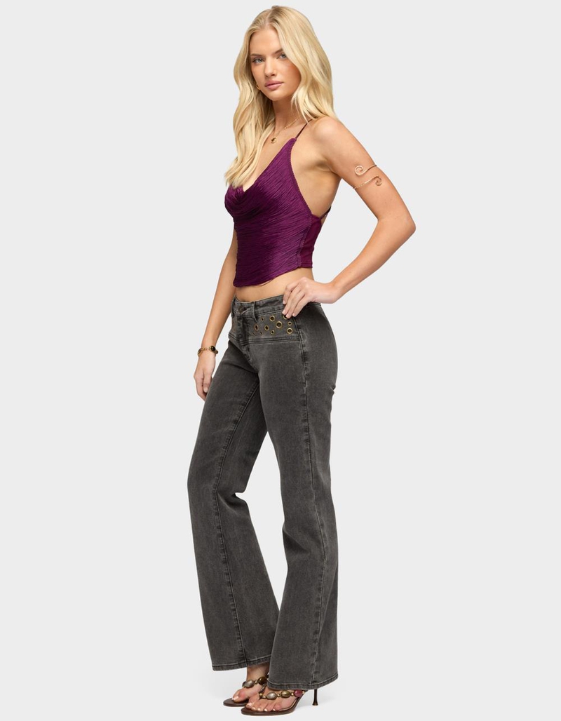 EDIKTED Grommet Mid Rise Straight Leg Jeans image number 3