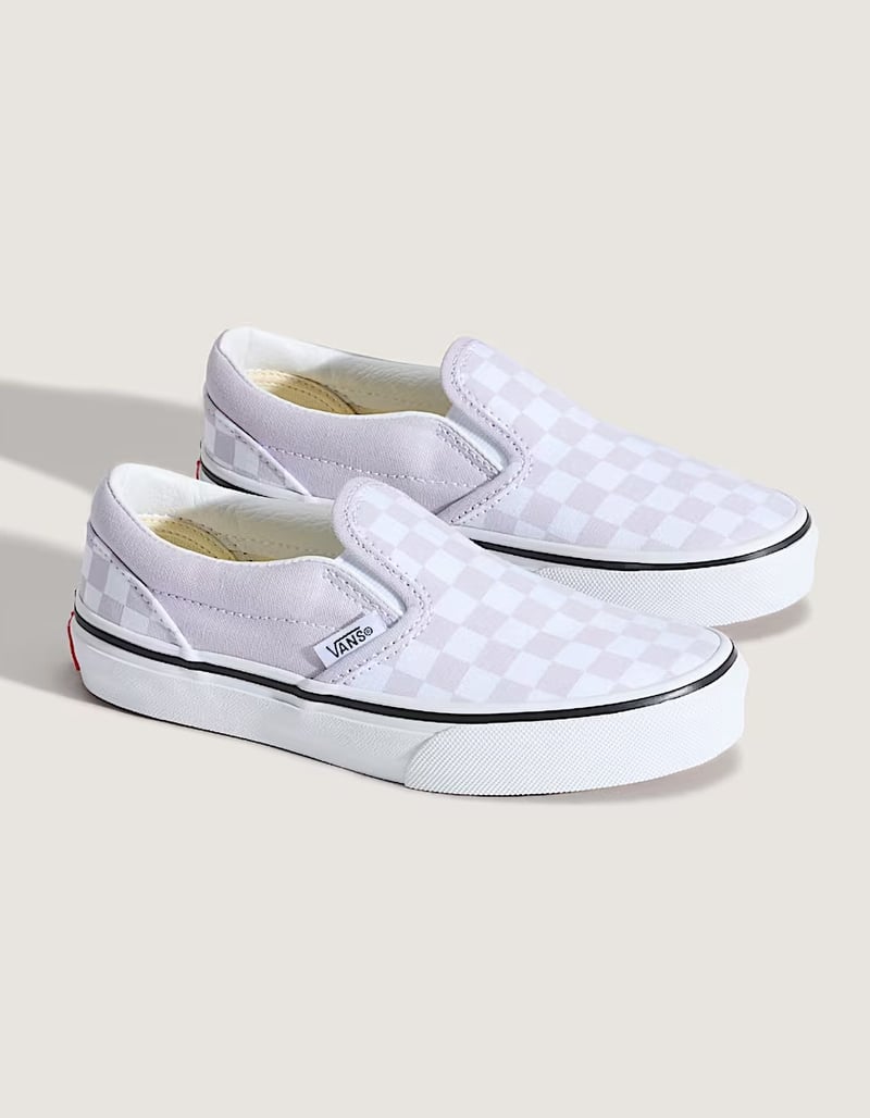 VANS Checkerboard Girls Classic Slip-On Shoes image number 1