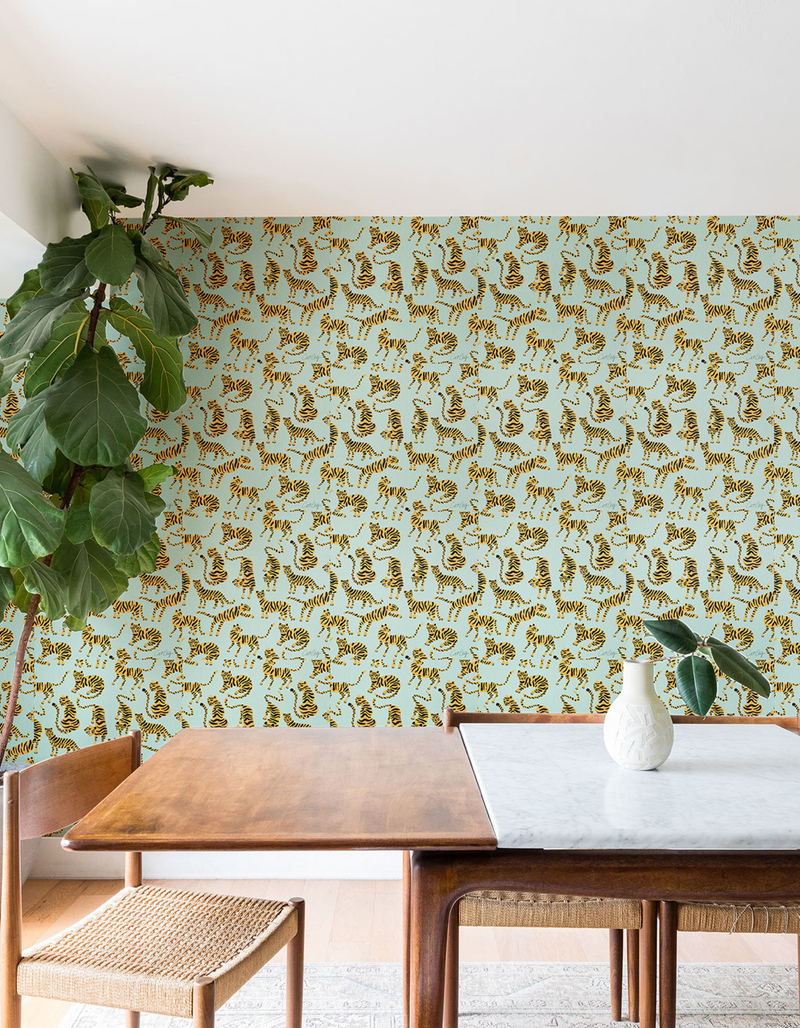 DENY DESIGNS Cat Coquillette Tiger Collection: Mint Orange 2" x 8" Wallpaper Panel image number 3