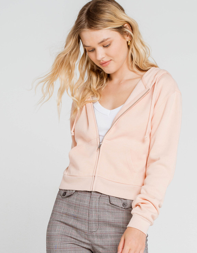 FULL TILT Essentials Womens Pink Crop Hoodie image number 0