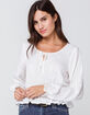 IVY & MAIN Solid Peplum White Womens Peasant Top image number 2