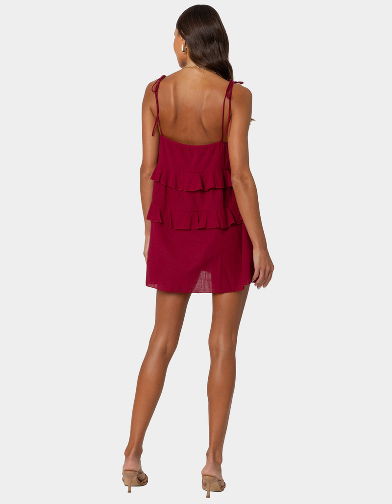 EDIKTED Dorothia Sheer Linen Look Mini Dress image number 4