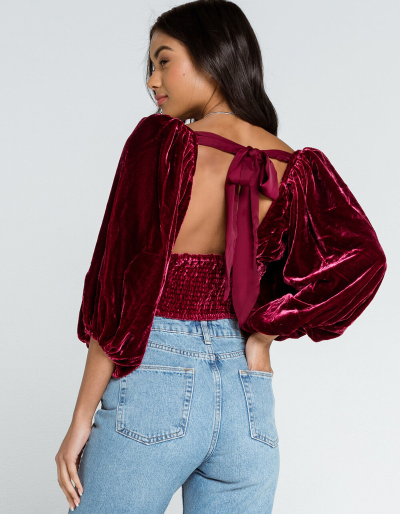 FREE PEOPLE Velvet Open Back Womens Top image number 1