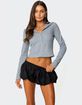 EDIKTED Hooded Henley Waffle Top image number 1