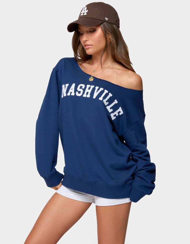 EDIKTED Nashville Oversized Wide Neck Sweatshirt image number 1