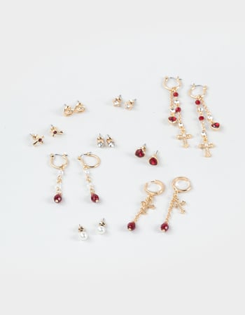 FULL TILT 9 Pack Cross/Linear Hoop Earrings Primary Image