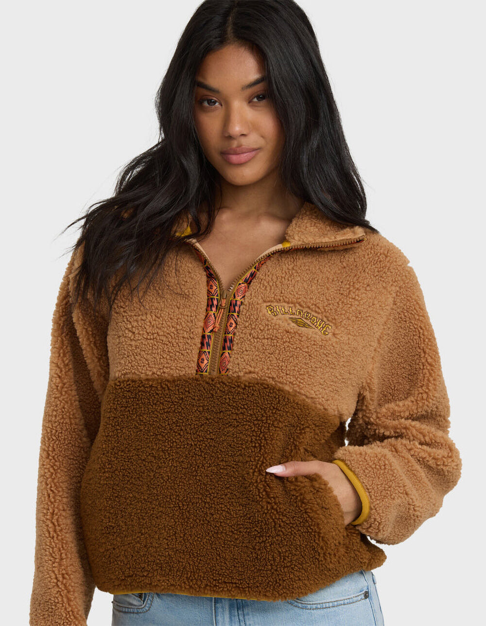 BILLABONG Horizon Womens Mock Neck Half-Zip Sweatshirt - BEIGE BILLABONG Horizon Womens Mock Neck Half-Zip Sweatshirt - BEIGE