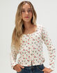 RSQ Girls Ditsy Button Front Long Sleeve Top image number 1
