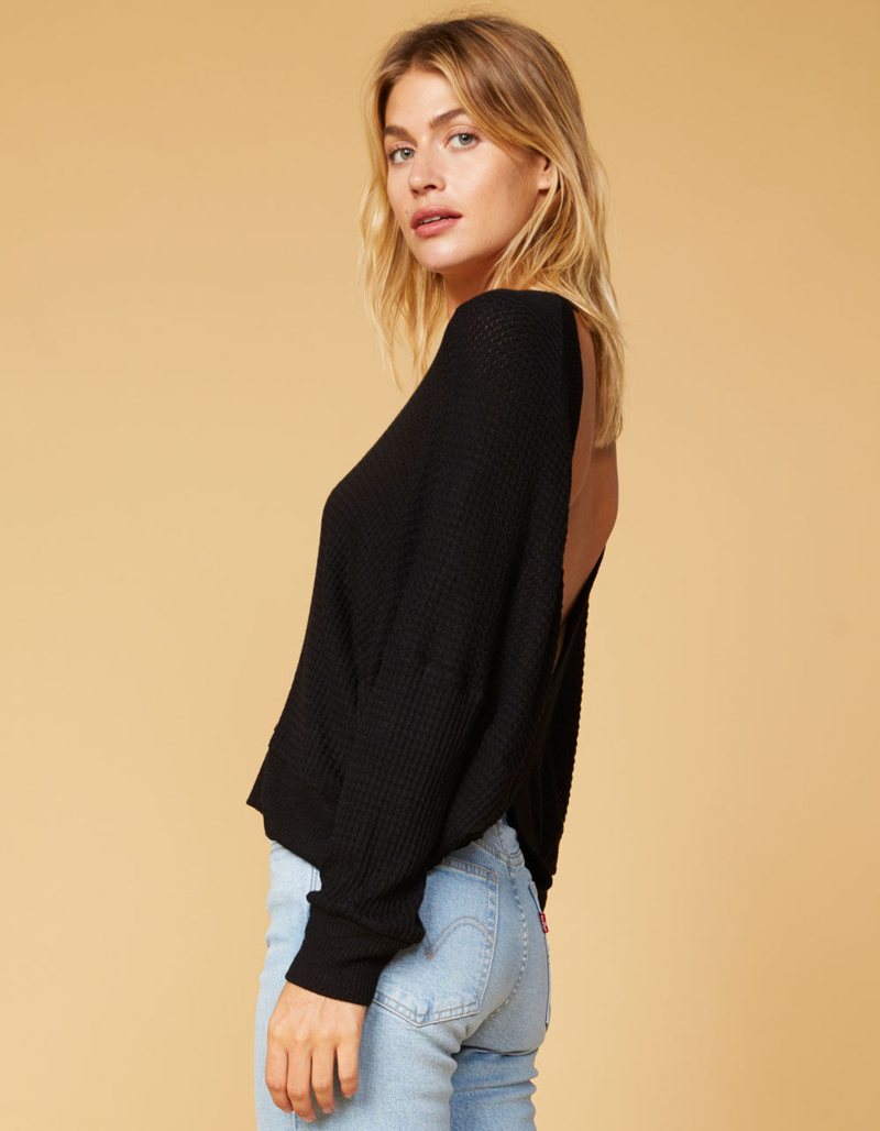 WEST OF MELROSE Options Open Back Black Womens Thermal Top image number 2