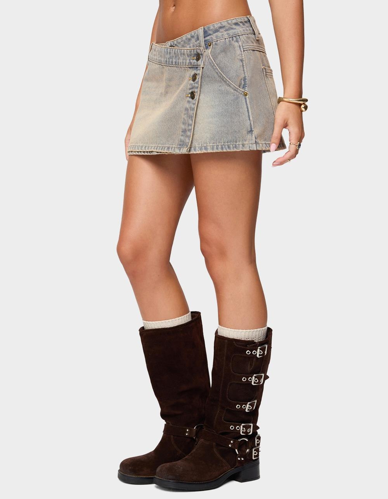 EDIKTED Wrap Mud Wash Denim Mini Skort image number 1
