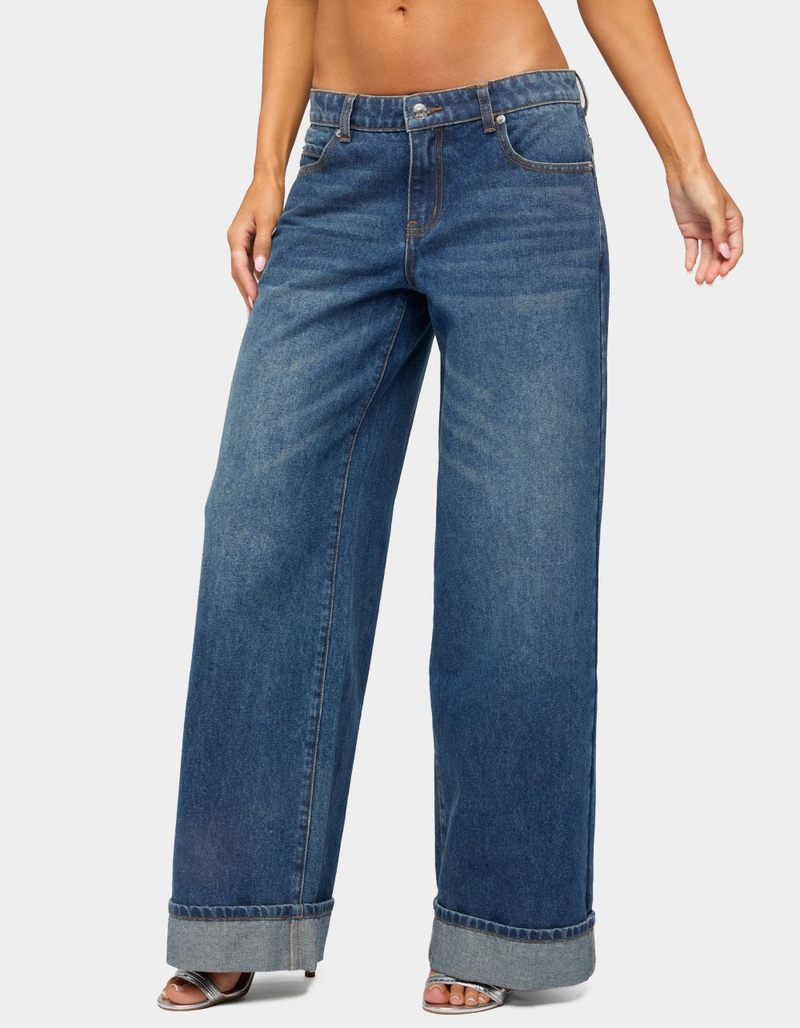 EDIKTED Gatz Cuffed Low Rise Wide Leg Jeans image number 0
