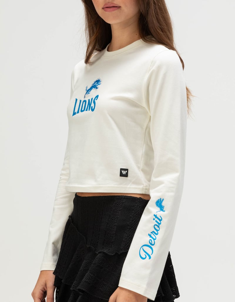 THE WILD COLLECTIVE Detroit Lions Womens Long Sleeve Baby Tee image number 1