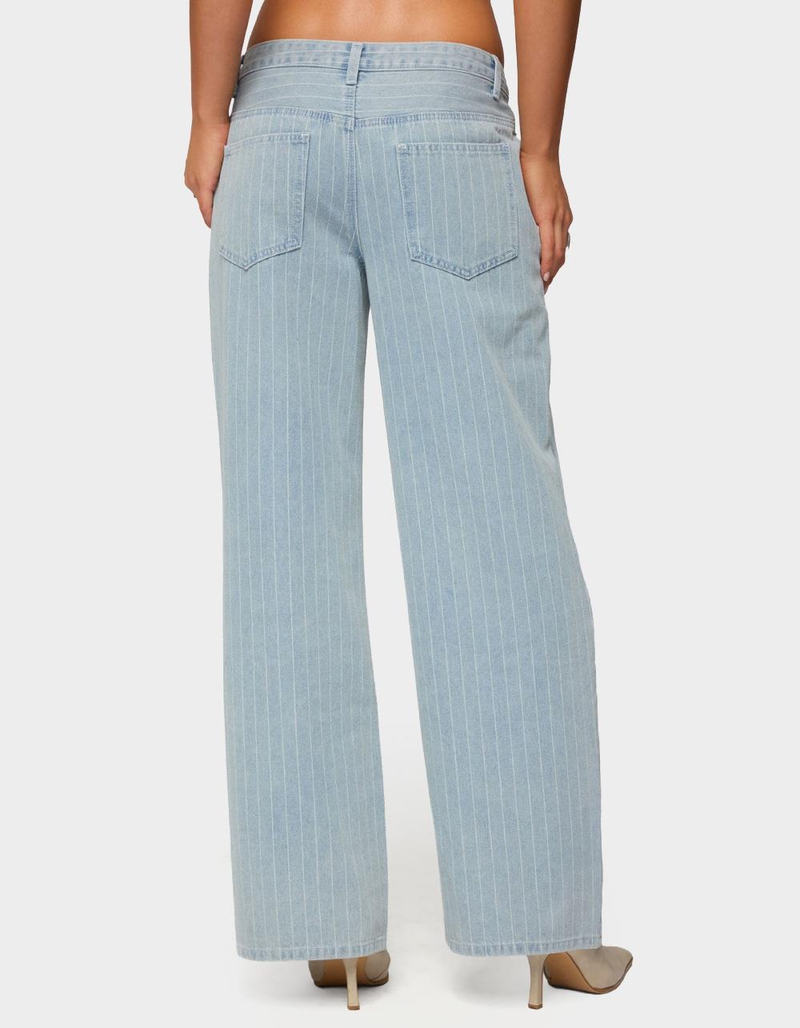 EDIKTED Pinstripe Low Rise Baggy Jeans image number 2