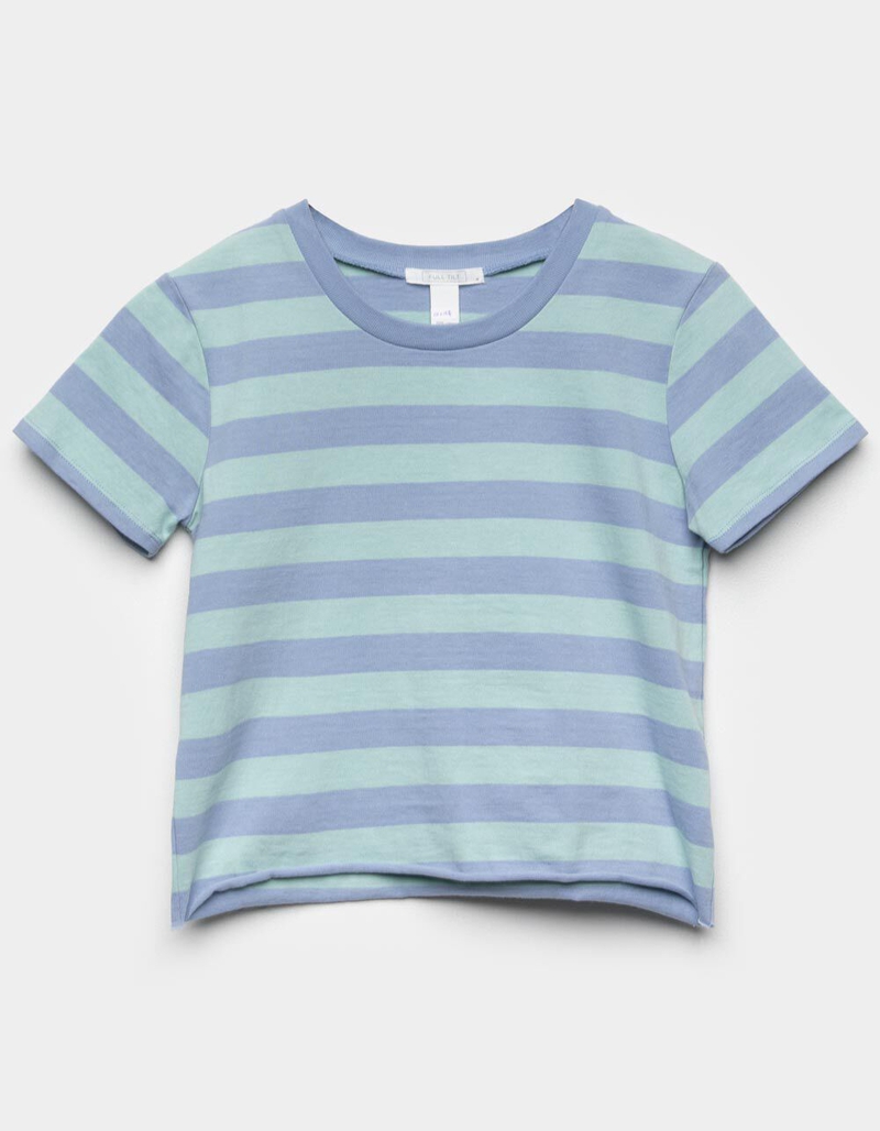FULL TILT Stripe Girls Blue Combo Boxy Tee image number 0