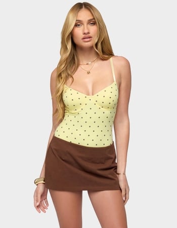EDIKTED Gabriana Polka Dot Cupped Bodysuit Primary Image