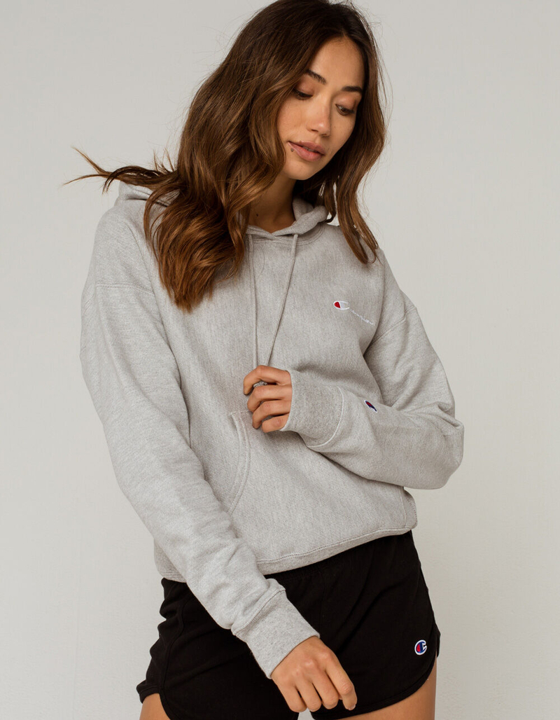 CHAMPION Reverse Weave Womens Heather Gray Hoodie image number 0