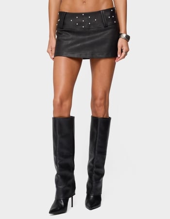 EDIKTED Luella Studded Faux Leather Mini Skort Primary Image