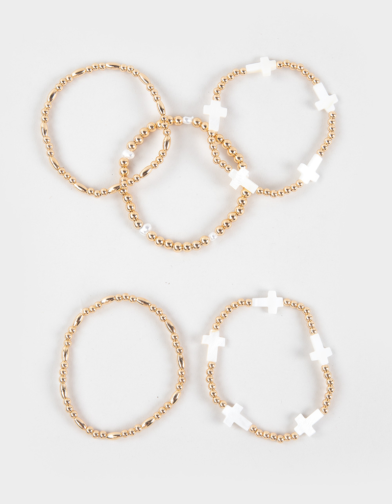 FULL TILT 5 Pack Stretch Shell Cross Beaded Bracelets image number 0