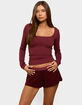 EDIKTED Hayden Square Neck Long Sleeve Top image number 2